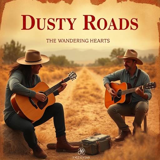 Album cover for 'Dusty Roads' by The Wandering Hearts, a country album featuring acoustic guitars and harmonizing vocals.