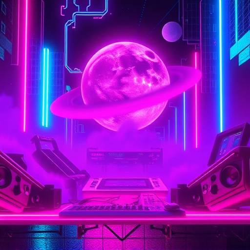 Album cover for 'Electric Dreams' by The Synth City Project, an electronic music album with neon colors.